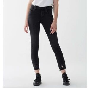 AGOLDE Women's Black Sophie High Rise Skinny Crop Distressed Size 25